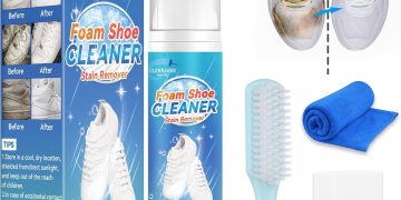 White Shoe Cleaner, 6.76 Oz Shoe Cleaning Kit with Brush and Towel, Sneaker Cleaner Work on