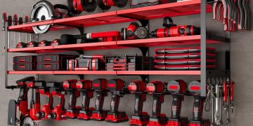 Large Power Tools Organizer Wall Mount,12 Drill Holder for Garage, Workshop Heavy Duty Storage Rack