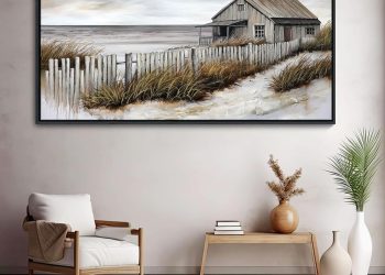 YDYSUNE Wall Art for Living Room – Beach fenced house Canvas Wall Decor for Home artwork Painting