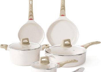 Pots and Pans Set – Caannasweis Nonstick Granite Stone Cookware Sets, Induction Frying Pans for