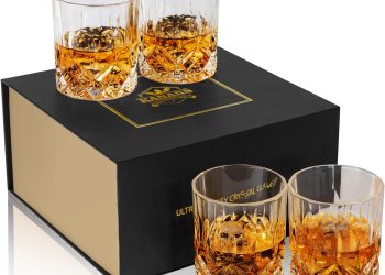 KANARS Old Fashioned Whiskey Glasses with Luxury Box – 10 Oz Rocks Barware For Scotch, Bourbon,