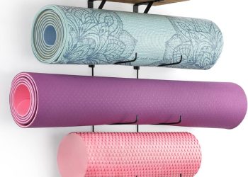 VINAEMO Yoga Mat Holder Accessories Wall Mount Organizer Storage Decor Foam Roller and Towel