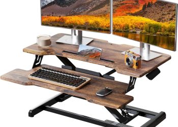 Standing Desk Converter 32 inch, Height Adjustable Sit Stand Desk Riser, Quick Sit to Stand Desktop