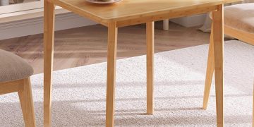 HOOBRO Bamboo Dining Table, Square Dining Table for 2, 27.6″ Kitchen Table for Small Space, Writing