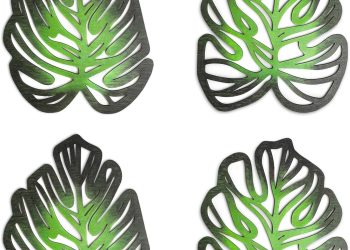 RUKILOHU 4Pcs Wooden Palm Leaves Wall Decor, Tropical Wall Art Natural Plant Wall Decor, Jungle