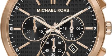 Michael Kors Lennox Chronograph Beige Gold-Tone Stainless Steel Men’s Watch (Model: MK9119)