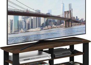 FURINNO Nelly Entertainment Center TV Stand, Short 43.3″(W) x13.4(H) x13.1(D), Columbia