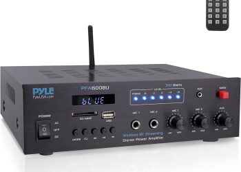 Pyle 300W Bluetooth Karaoke Amplifier – 2-Channel PA System with FM Radio – USB/SD – AUX – 2 Mic