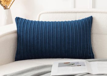 UGASA Velvet Soft Solid Corduroy Striped Decorative Throw Pillow Covers Set Cushion Case for