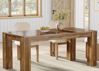 Tribesigns 63-Inch Dining Table for 4-6 People, Rectangular Kitchen Dinner Table, Farmhouse Wooden