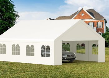 GOJOOASIS 20′ x 26′ Heavy Duty Carport with Roll-up Visual Windows, Reinforced Party Tent with Remo…