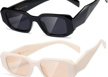 kimorn Rectangle Sunglasses for Women Men Trendy Retro Trendy Sun Glasses 90’s Vintage Square Frame