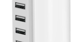 Charging Station for Multiple Devices 40W Upoy, Wall Charger Block 5 USB Ports(Shared 6A), USB