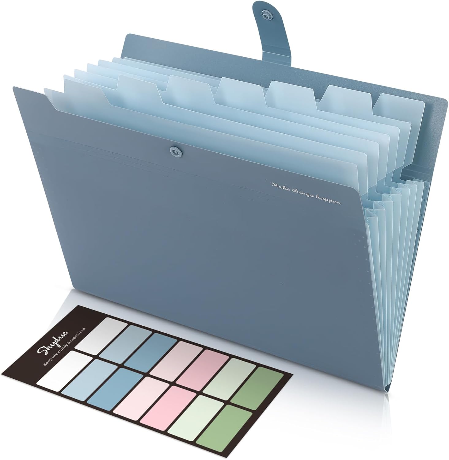 SKYDUE Expanding File Organizer with 8 Pockets, Accordion File Folders with Labels, Portable