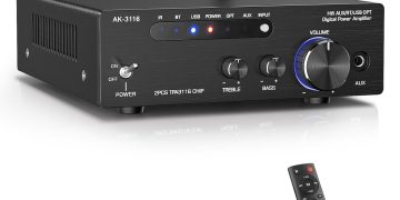 Facmogu AK-3116 HiFi Digital Amplifier, Bluetooth 5.3 200W Dual TPA3116 2 Channel 2x100W Class D