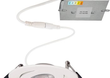 WAC Lighting Lotos 4in LED Round Adjustable Recessed Light 5-CCT Selectable 9W 700 Lumens IC-Rated
