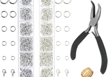 Anezus Jump Rings for Jewelry Making Supplies with Jump Ring Pliers (1200Pcs Dull Silver and Bright