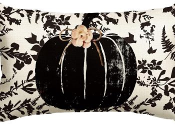 AVOIN colorlife Fall Pumpkin Leaves Black Pillow Cover, 12 x 20 Inch Seasonal Thanksgiving Harvest