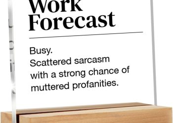 Funny Office Desk Sign – Humor Work Forecast Clear Acrylic Decorative Sign for Cubicle (4 x 4