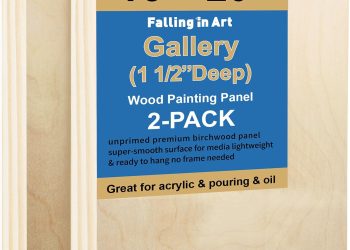 Falling in Art 2 Pack Unfinished Wooden Canvas Panels, 16×20 Gallery Birch Wood Panels Kit, 1 1/2″