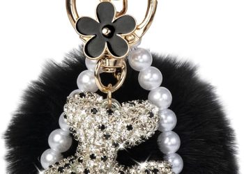 Cute keychains, Balloon Dog Bag Charms for Women, Purse Charms, Pearl Keychain Wristlet, Shiny