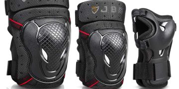 JBM Teenager Adult Bike Knee Pads and Elbow Pads with Wrist Guards Protective Gear Set for Biking,