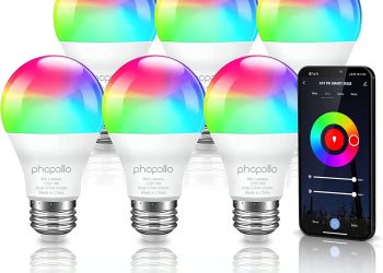 phopollo Smart Light Bulbs, RGBCW WiFi Multicolor Led Light Bulbs Compatible with Alexa & Google