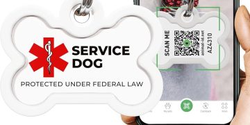 QR Code Pet Tag – Service Dog ID, ESA, Emotional Support Name Tags (Bone)