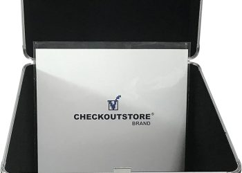 CheckOutStore (1) Aluminum Heavy Duty 12″ LP Vinyl Record Album Storage Box (Black/Holds 100 Record
