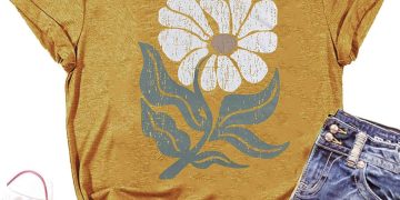 Women’s Vintage Flowers Shirt for Women Boho Floral Wildflowers Graphic Tee Casual Cottagecore
