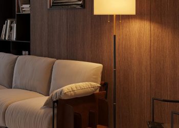 2-Light Floor Lamp, Mid Century Floor Lamp with White Fabric Shade, Standing Lamp Tall Lamp for