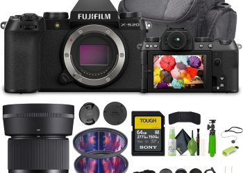 Fujifilm X-S20 Professional Compact Digital Mirrorless Camera Body, Black, Bundle with Sigma 30mm